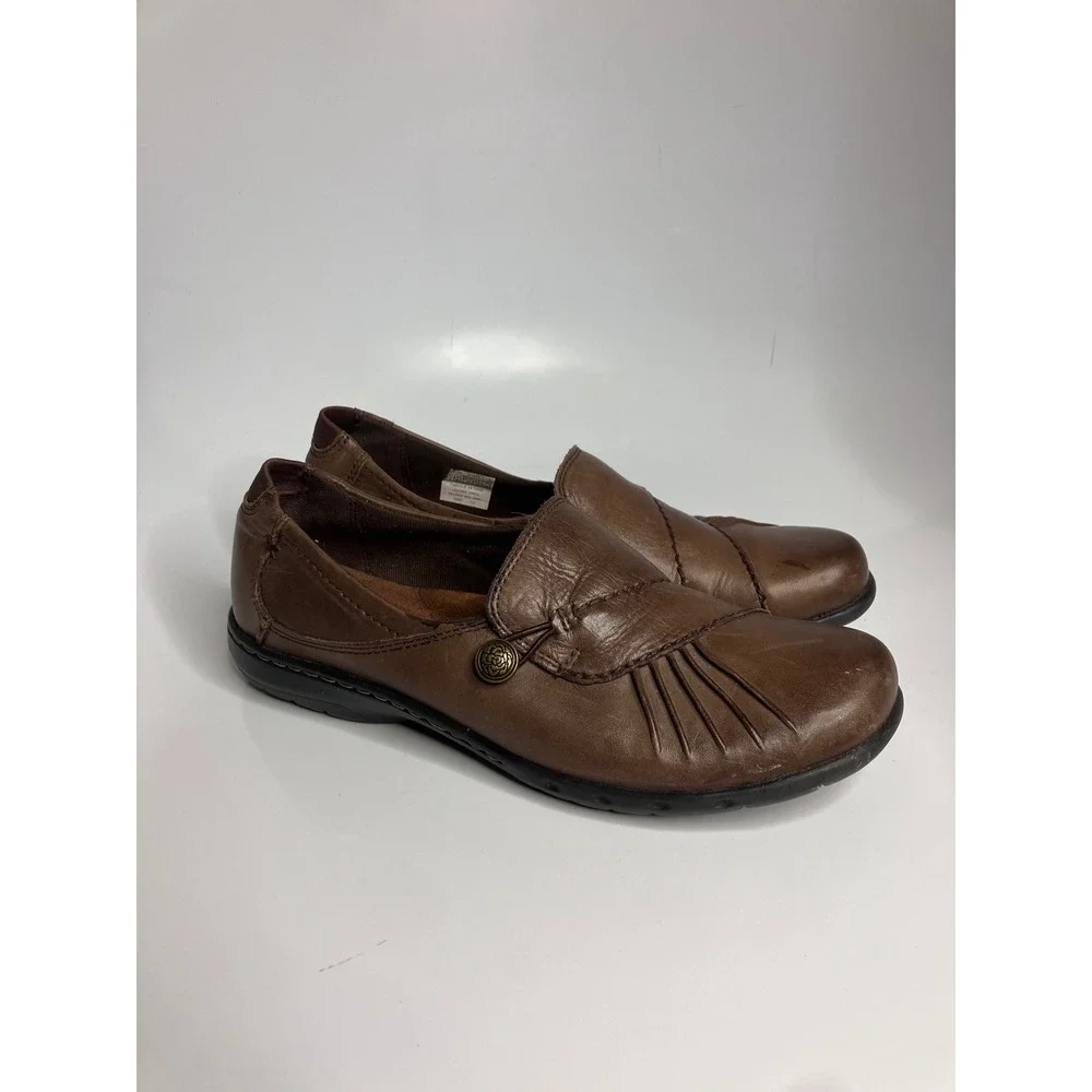 Rockport Cobb Hill Loafers Womens 9 Brown Good Pleated Leather Slip On AG01BR